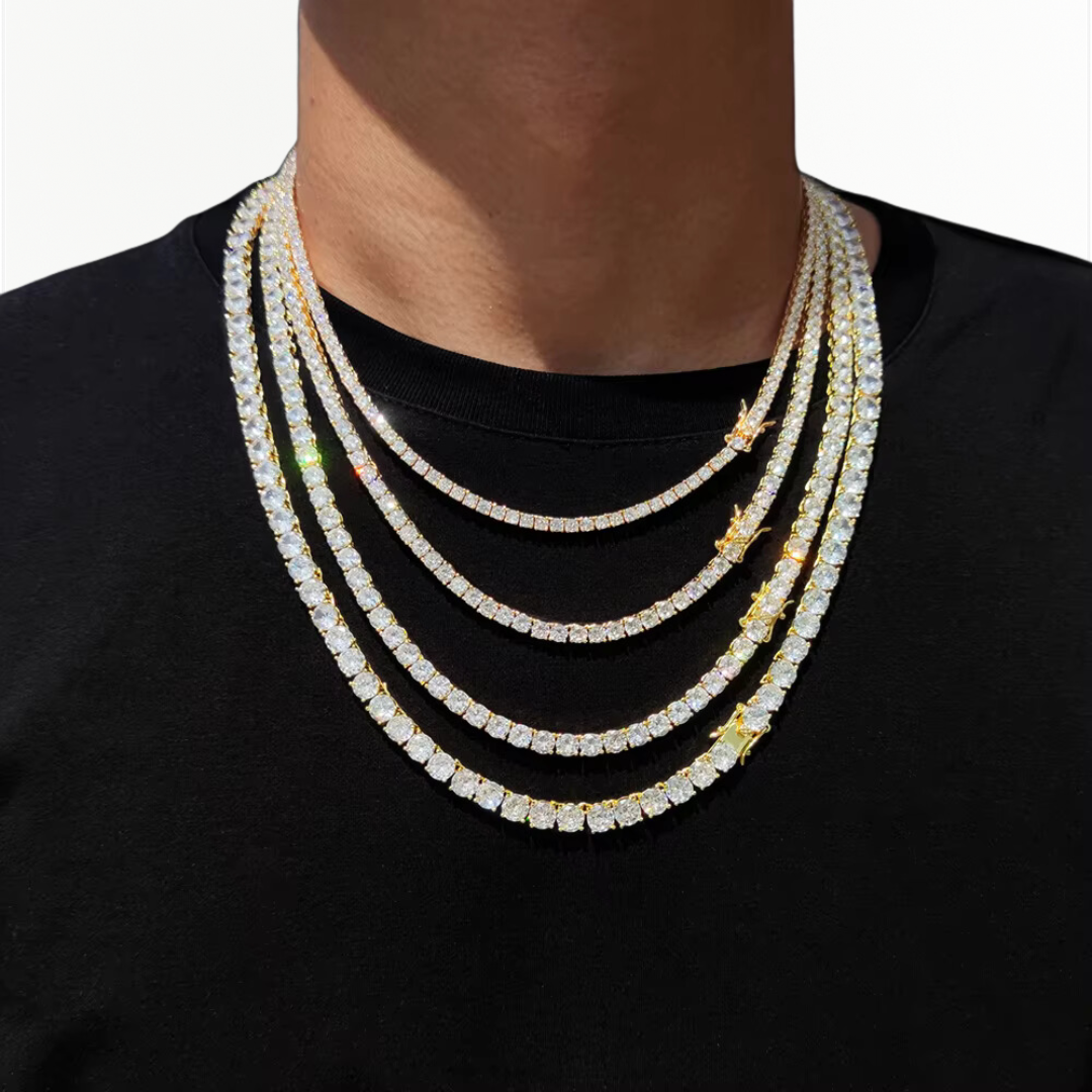 "Gold tennis necklace