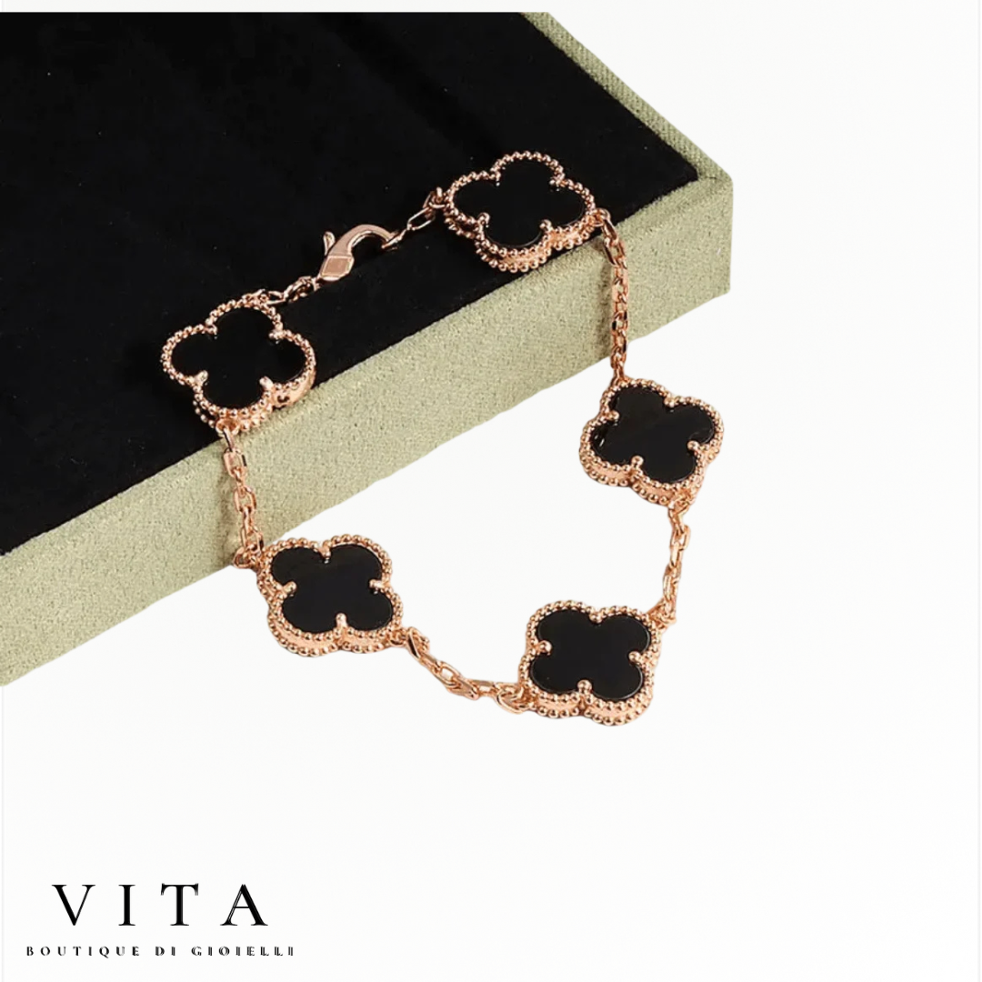 Rose gold clover bracelet - pure silver