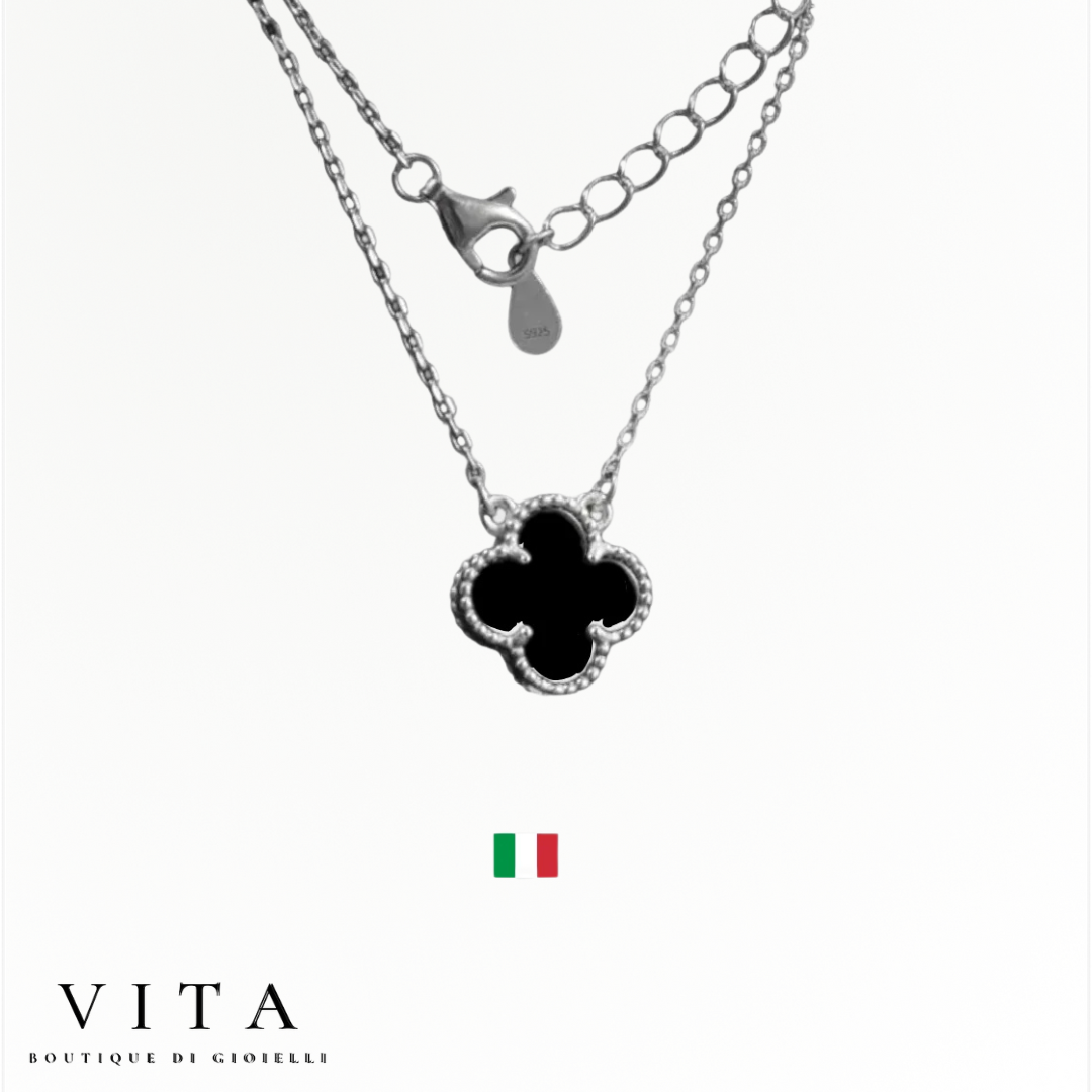 Clover necklace silver - pure silver