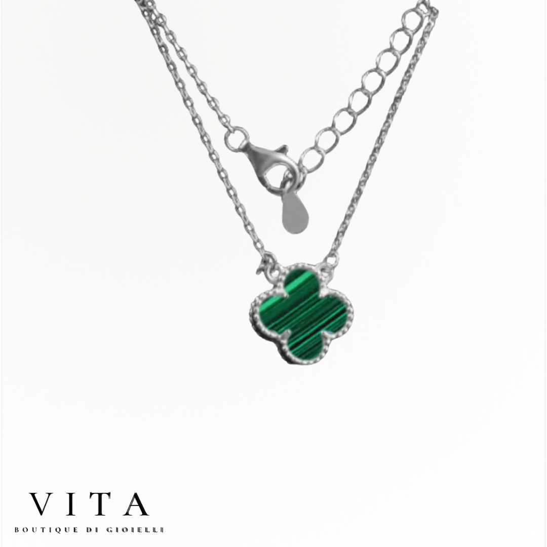 Clover necklace silver - pure silver