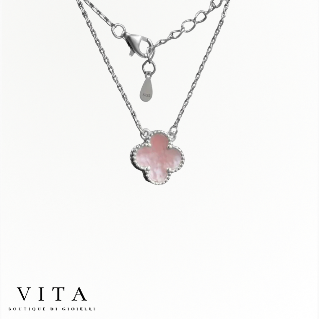 Clover necklace silver - pure silver